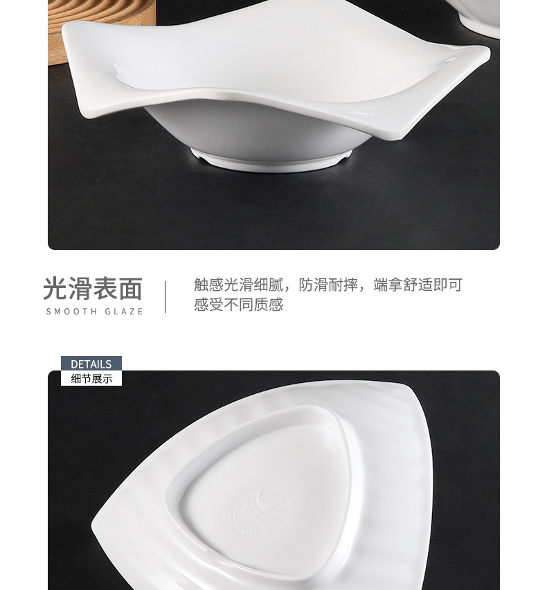 Melamine plates, porcelain, hotel tableware, restaurant cold dish plates, triangular irregular-shaped plates, restaurant stir-frying plates, commercial use pic 15