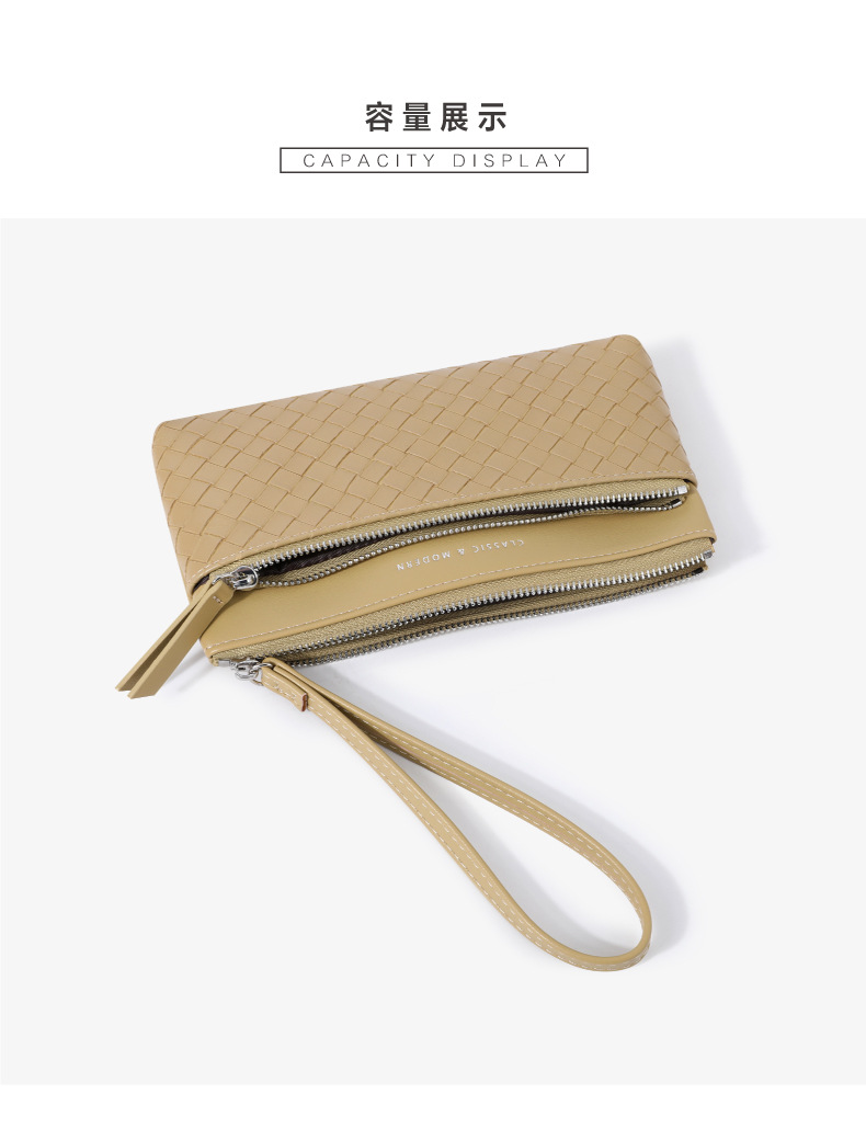 新款大容量编织纹女士手拿包批发零售 跨境热销高级感女钱包包袋详情11