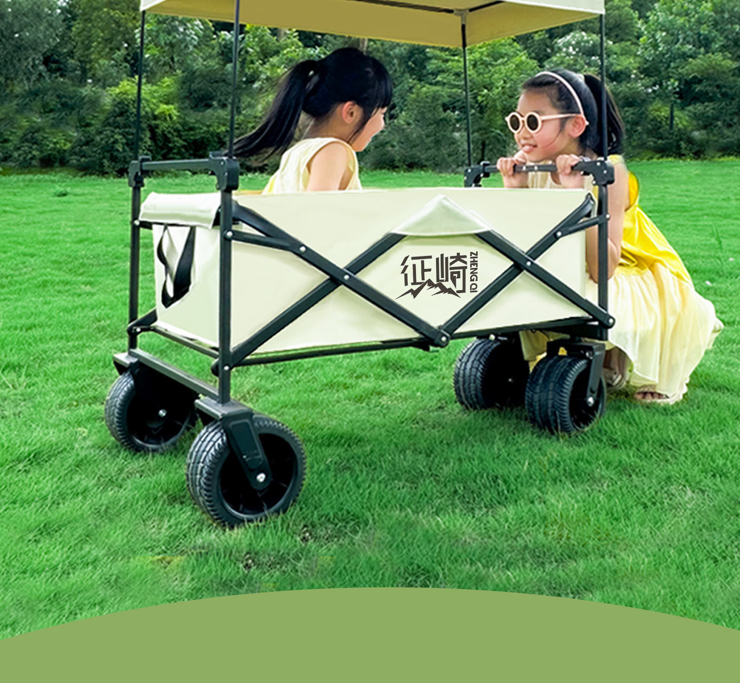 户外可折叠营地车露营车小拖车野餐车便携式郊游野营手拉杆小推车详情3