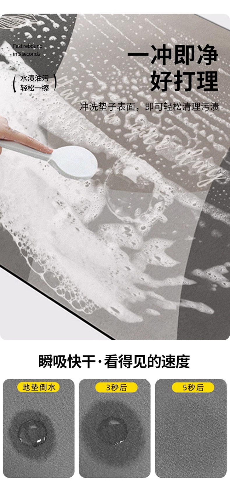 简约厨房沥水垫台面硅藻泥吸水垫吧台防滑咖啡机垫隔热防烫餐垫详情2