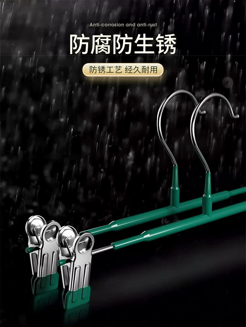 家用无痕裤架裤夹不锈钢浸塑加粗裙夹内衣夹可调节强力衣架批发详情6