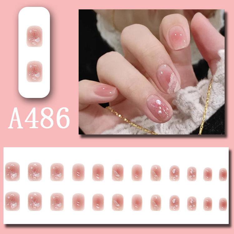 Wearable nail art pieces, artificial nail products, detachable, simple lemon ice transparent, popular online style Douyin nail art hair replacement pic 25