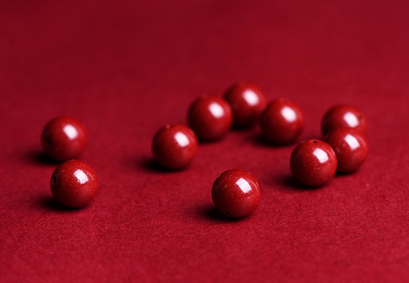 Jiuya Crystal natural raw ore cinnabar loose beads, purple gold sand round beads, semi-finished products, imperial red sand decorative beads pic 13