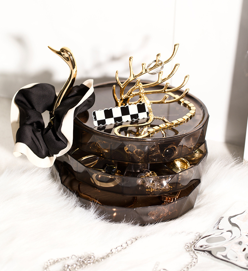 Self-designed Swan Dream Desktop jewelry Box, cross-border large-capacity stud earrings, earrings and jewelry storage box pic 9