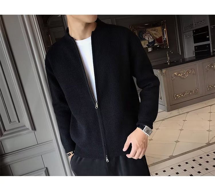 The 2023 new autumn and winter sweater jacket for men, a solid-color knitted cardigan, is a casual, versatile and slimming top for men pic 6
