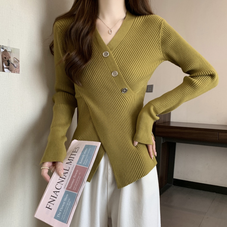 秋装女装V领毛衣套头针织衫设计感显瘦内搭秋季毛衣女外贸开衫女详情6