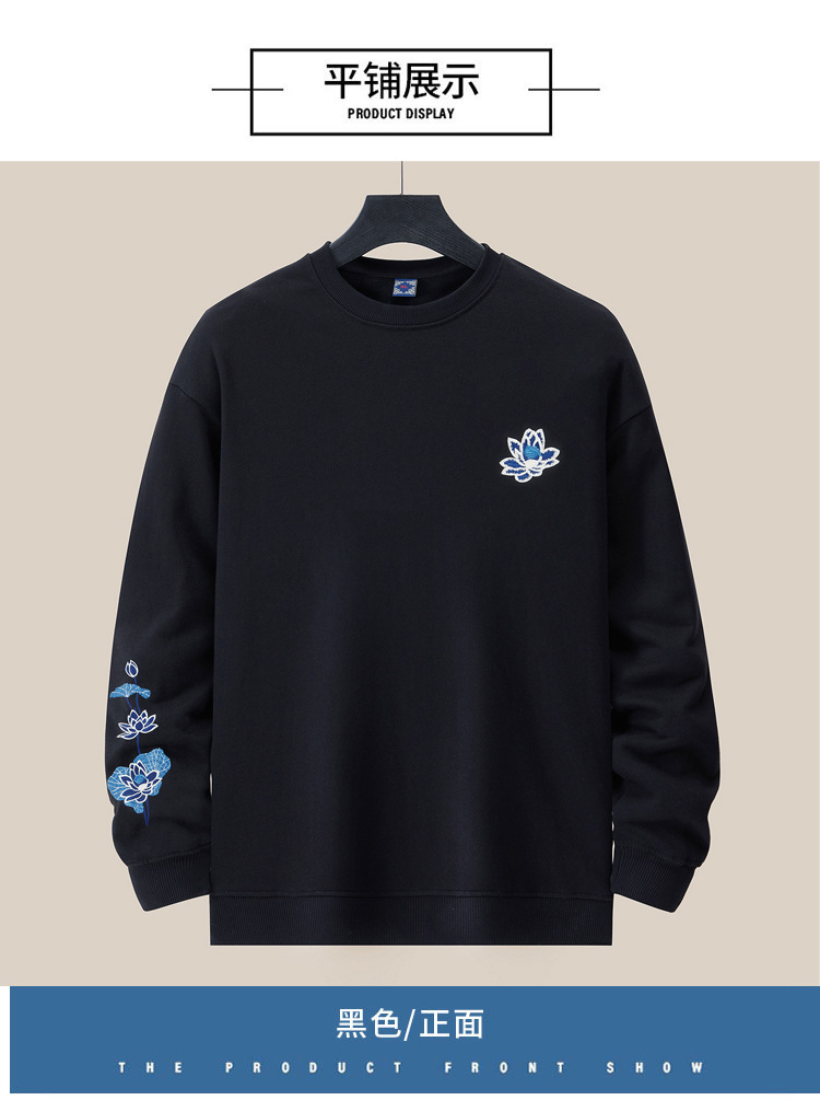 360g otoño invierno nuevo hombre cuello redondo sudadera país de la moda holgada tamaño grande moda marca de moda bordado algodón manga larga top pic 9