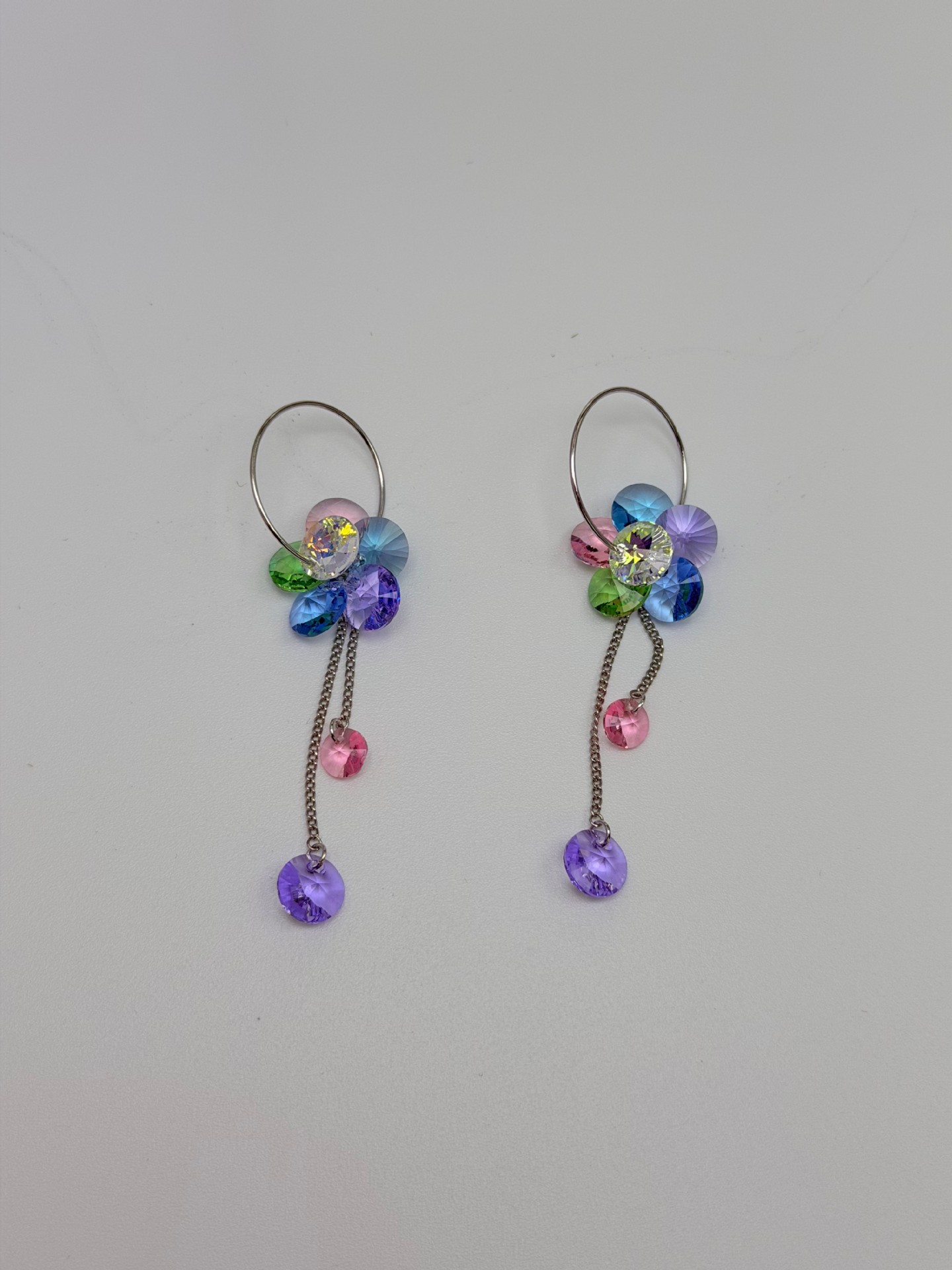 s925银耳钩新款韩版长款闪耀花朵水晶耳环女 名媛气质奢华耳坠流详情2