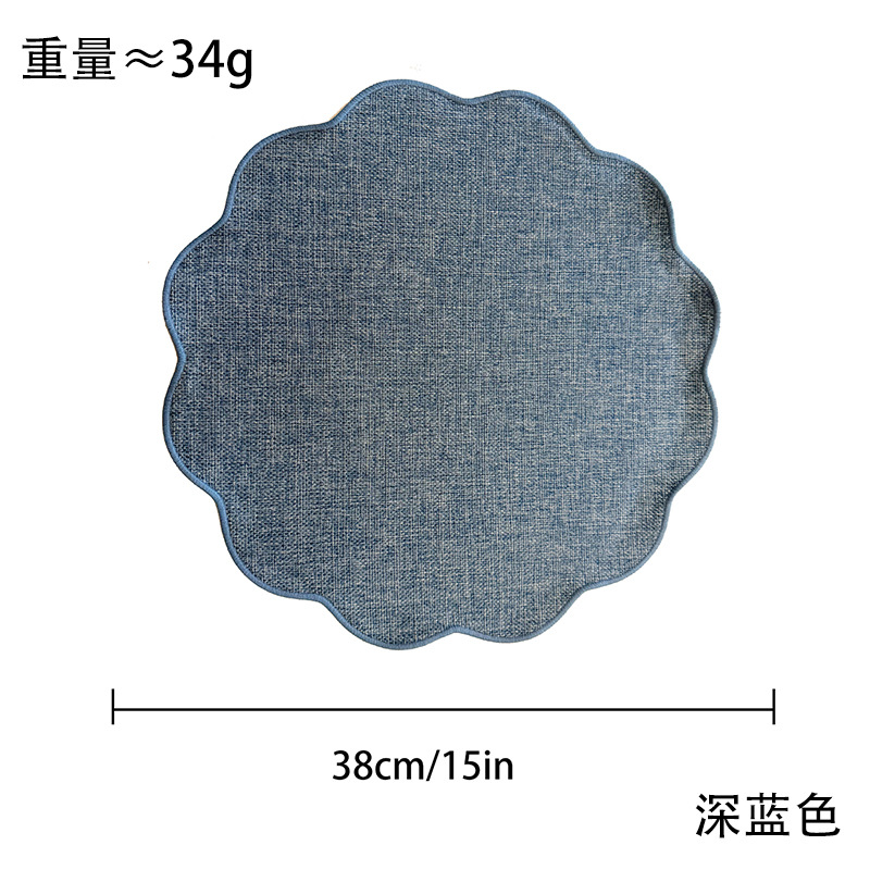 A light retro Ins-style lace round table mat with a faux linen texture, heat-insulating, heat-resistant and anti-slip, suitable for home dining table MATS pic 8
