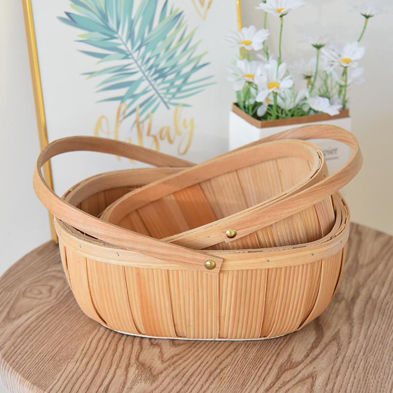 田园手提野餐水果篮编织送闺蜜坐月子鸡蛋插鲜花篮蔬菜收纳筐批发详情10