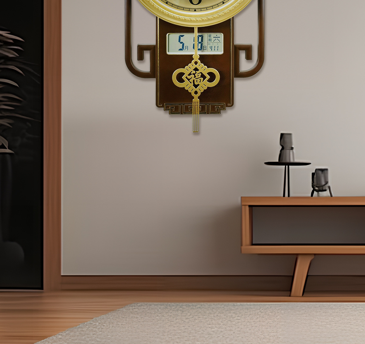 2025 New Chinese-style wall clock, a high-end quartz clock for the living room, a fashionable home clock, a light luxury wall-mounted metal clock pic 21