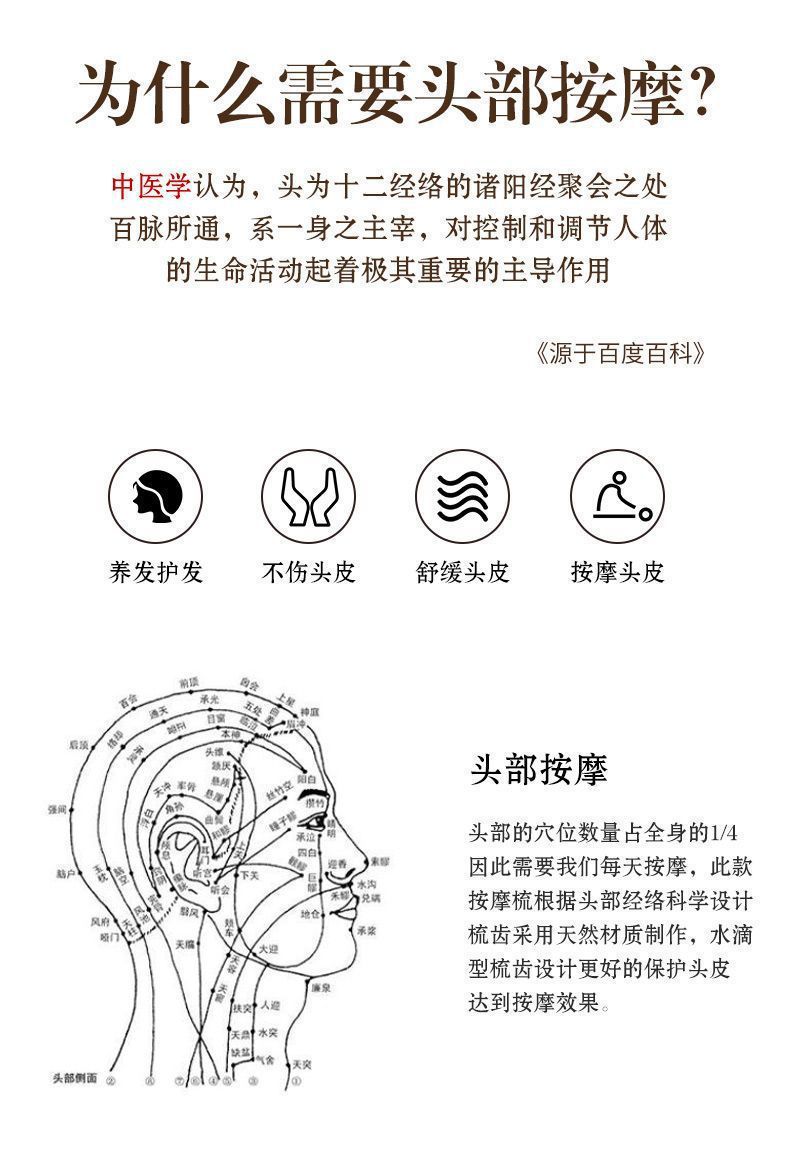 树脂大五齿按摩梳子头疗经络梳五爪头部刮痧舒筋器拔经棒美容工具详情2