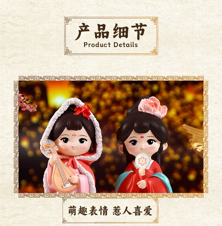 Cute ancient-style dolls, home and office desk ornaments, Hanfu figurines, resin princesses pic 12