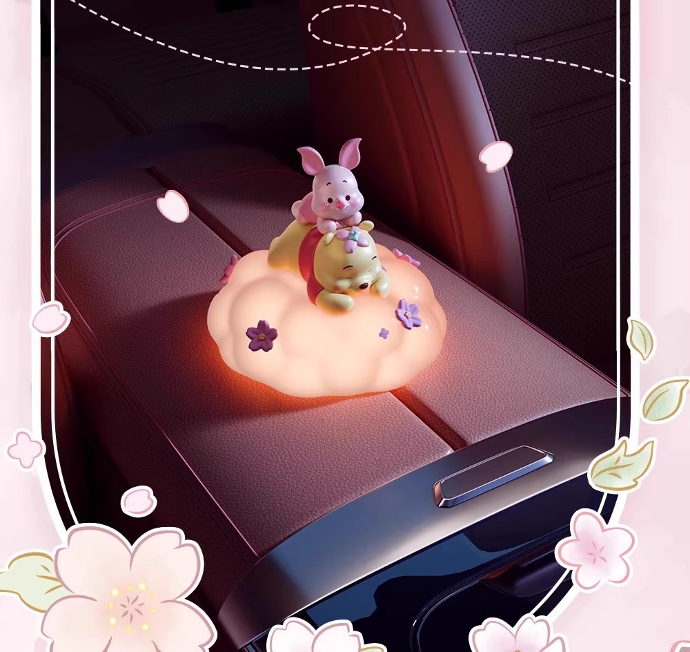 正版维尼熊樱花系列车载摆件小夜灯氛围灯手办可爱送礼物 pic 7