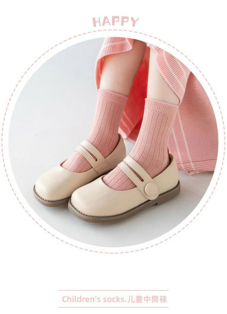 一件代发女童袜子春秋款儿童纯色中大童棉袜中筒袜女孩同色公主袜详情20