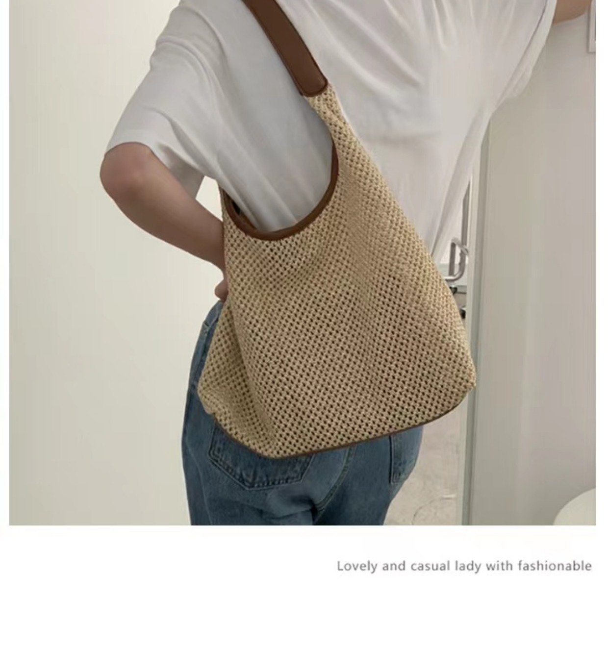 复古编织托特包草编包2024新款大容量腋下包单肩包度假风沙滩包女详情19