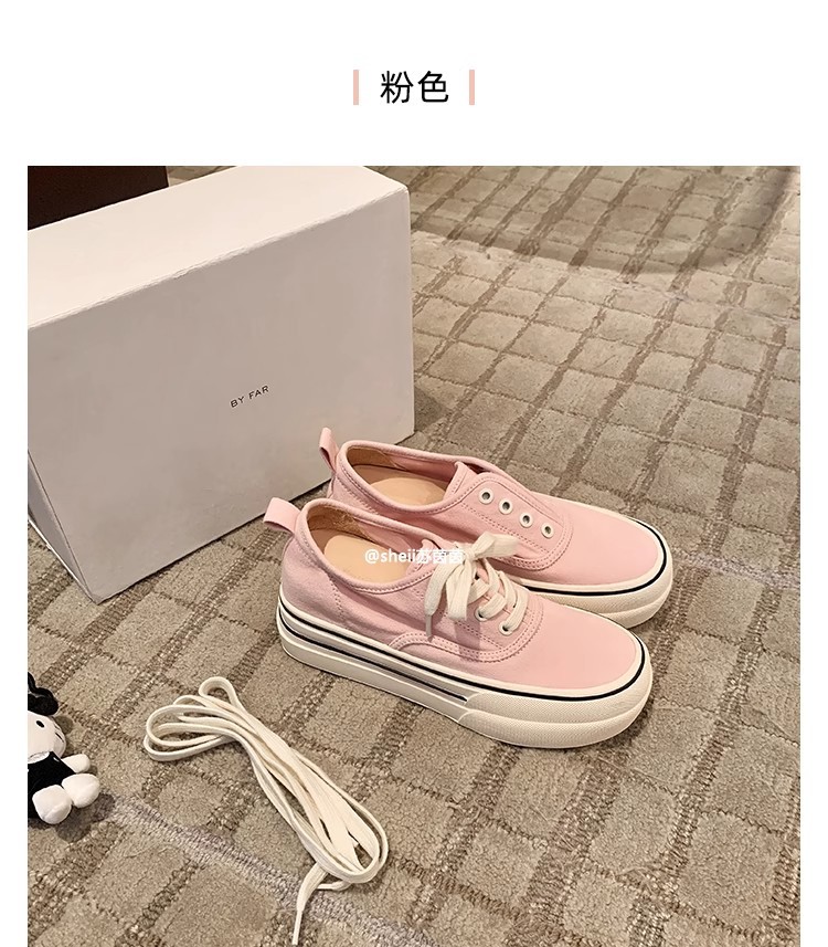 苏茵茵同款隐形增高7cm~懒人休闲厚底乐福单鞋女帆布鞋板鞋详情25