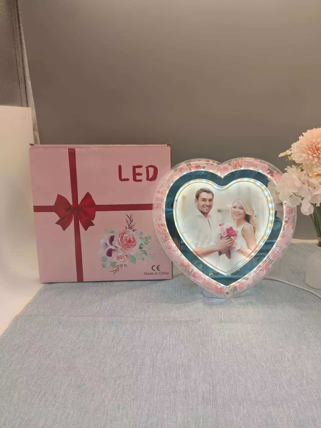 LED相框灯发光相框永生花一灯两用温馨相伴台灯相框Ins风桌面装饰详情7