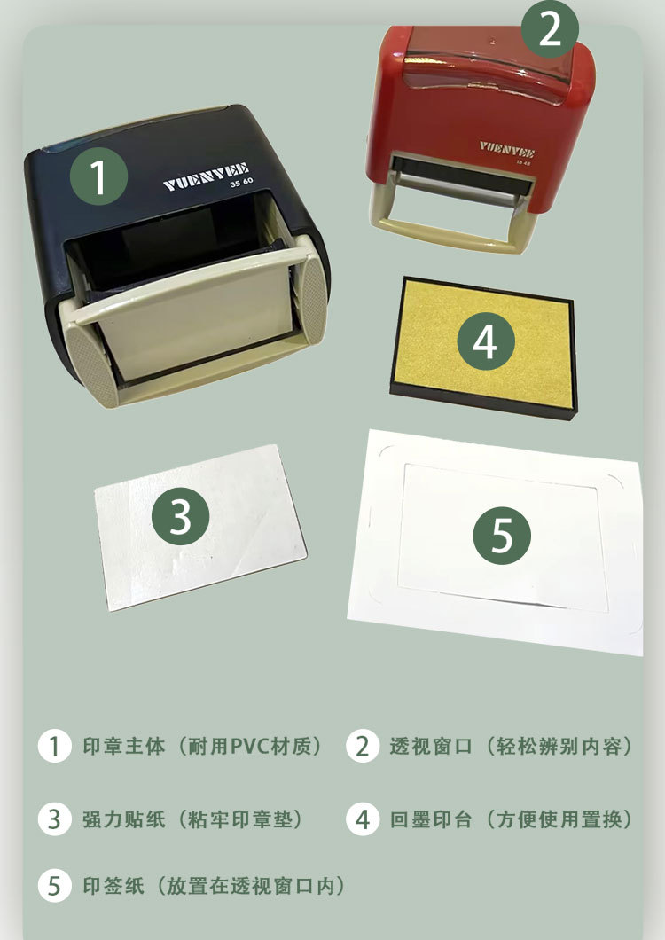 回墨章材料批发 长方形文本印制 翻斗印翻转方印 多型号且全规格.详情3
