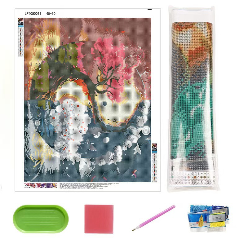 diy landscape diamond painting 5D hand-filled color flower Taiji cherry blossom decorative hanging artist home craft painting Square diamond landscape wall decoration pic 3