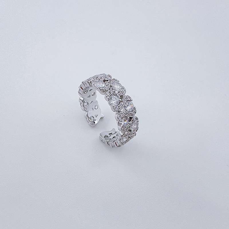 Niche diseño aperturas dedo índice anillo mujer minimalista personalidad anillo micro diamante zirconita martillo influencer en vivo accesorios pic 7