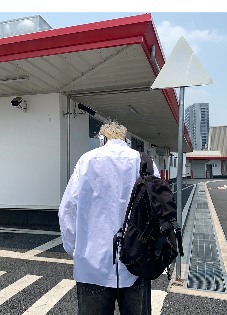 简恒薄款纯棉纯色衬衫男士长袖宽松防晒外套秋季痞帅日系休闲衬衣 pic 29