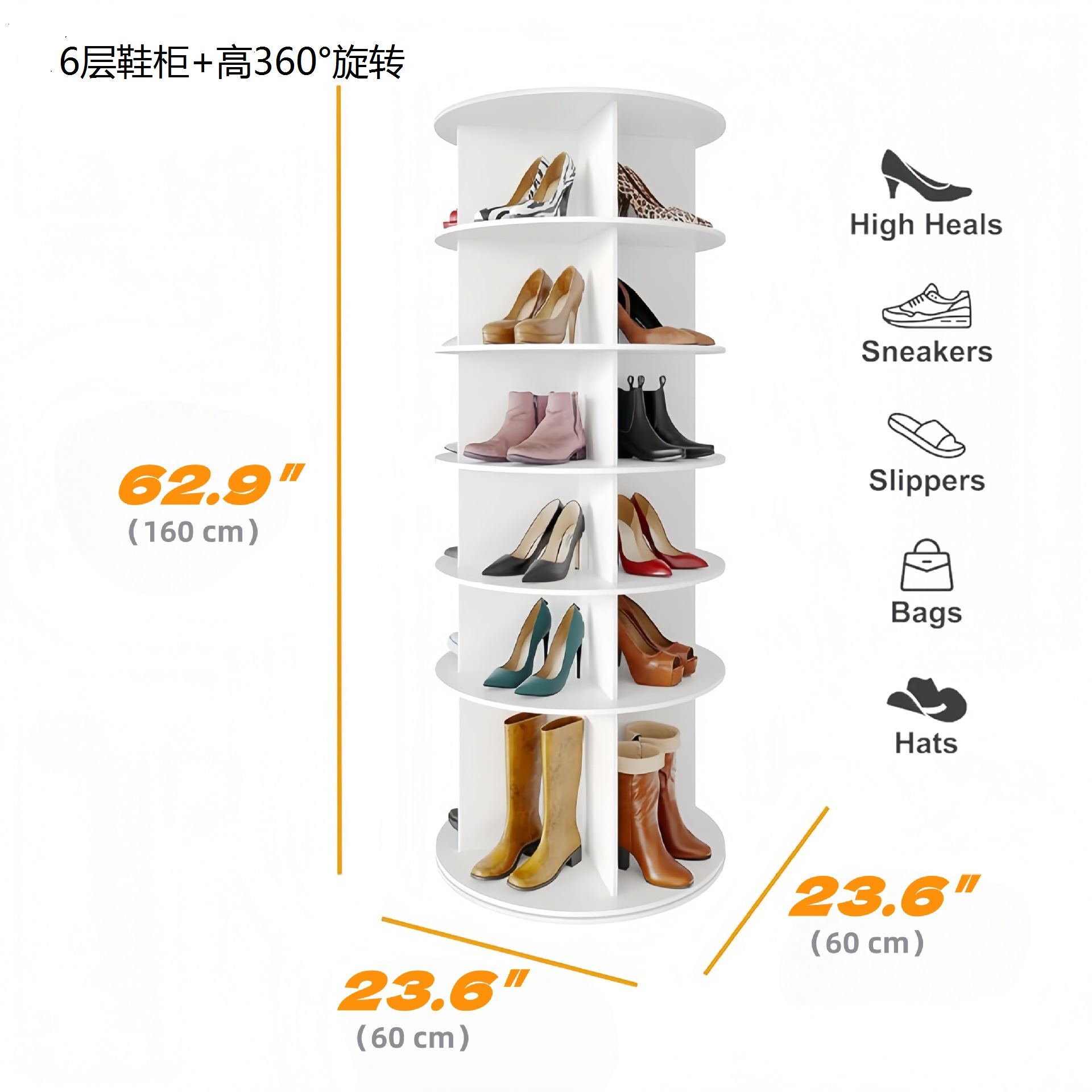 Cross-border rotary shoe rack 360 grados desmontable multicapa zapato gabinete de exhibición de zapatos y bolsos comerciante super rack de almacenamiento de piso pic 2