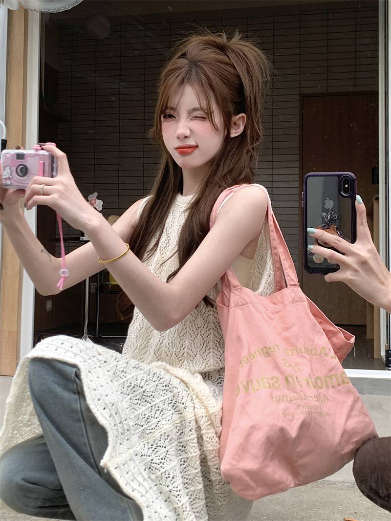 设计感小众叠穿罩衫针织背心裙夏季女后背开叉长裙连衣裙别致裙子详情1