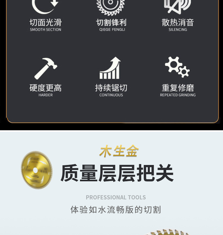 木生金木工锯片4寸-16寸硬质合金齿木头切割片不崩边专业级木锯片详情3