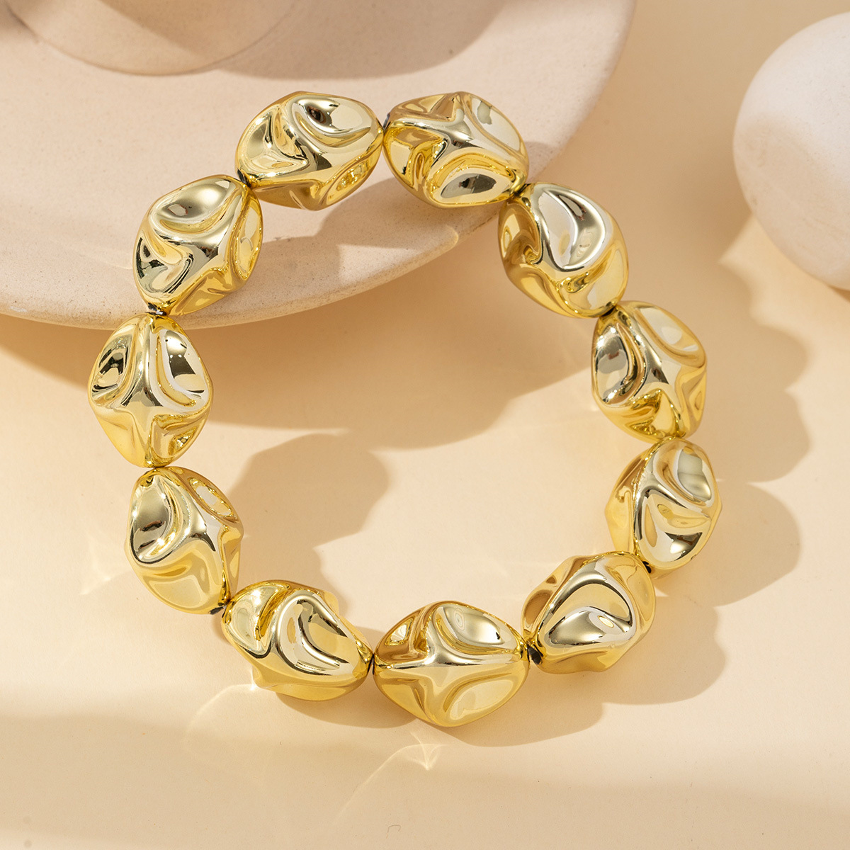 Factory direct sales of cross-border best-selling irregular gold-plated CCB bracelets, fashionable and personalized jewelry, wholesale of European and American accessories pic 2