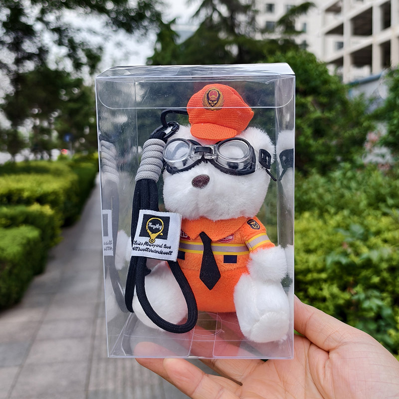 萌警察小熊毛绒玩具公仔挂件交警泰迪熊娃娃机玩偶钥匙扣包包挂饰详情3