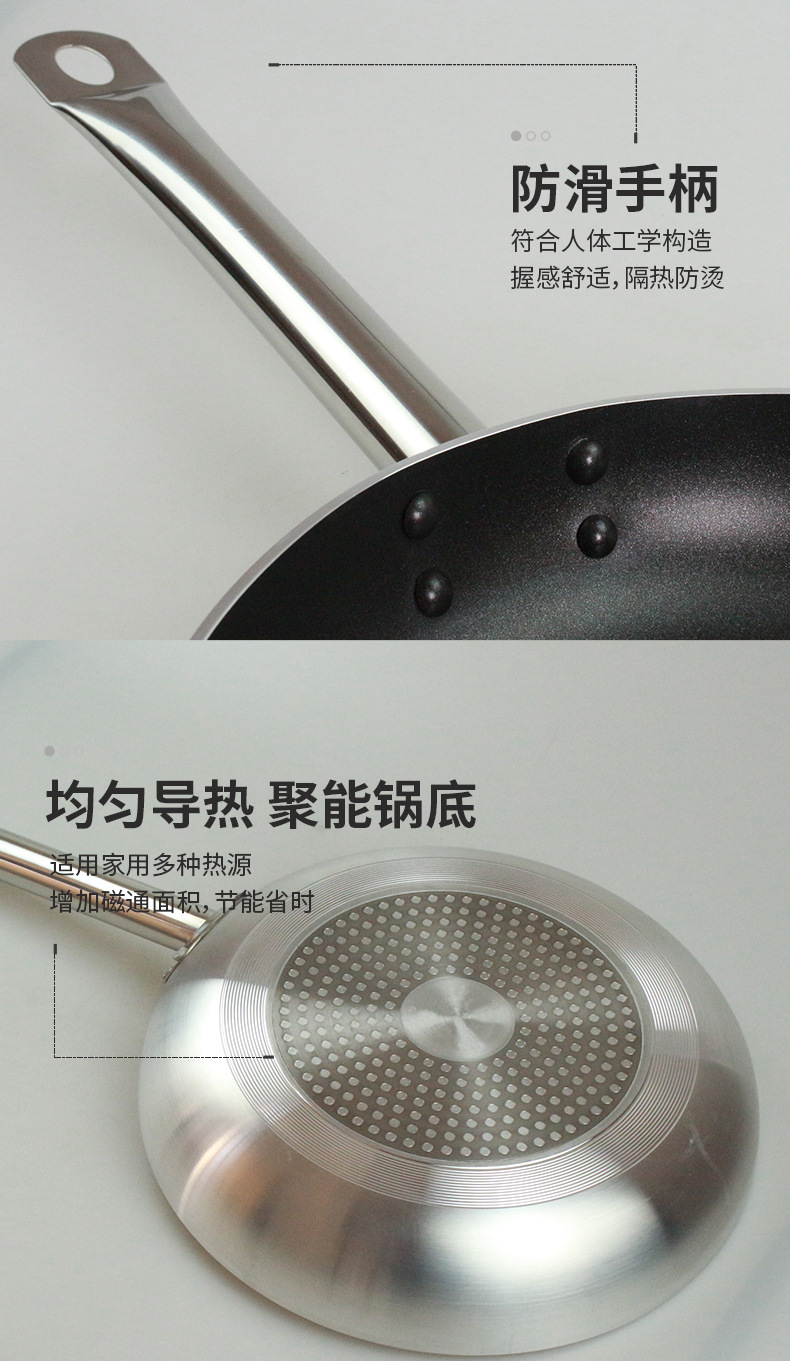 商用不粘平底锅家用平底煎锅牛排多尺寸煎饼锅铝制电磁炉燃气通用详情16
