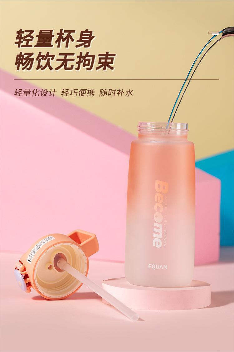 慕色渐变色卡尔大容量磨砂杯简约清新运动带锁扣刻度弹盖吸管水杯详情7