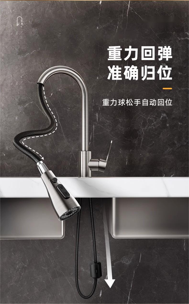 Pull-out faucet, hot and cold dual-purpose sink faucet, splash-proof stainless steel kitchen sink faucet pic 10