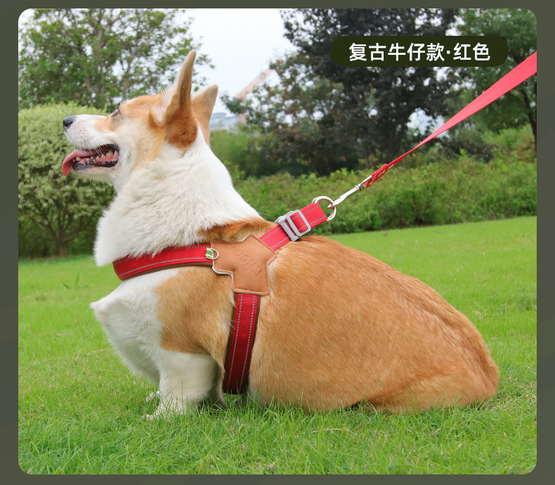 Dog leash saddle-style pet chest and back strap, breathable and reflective dog chest and back pet leash, dog leash wholesale pic 23