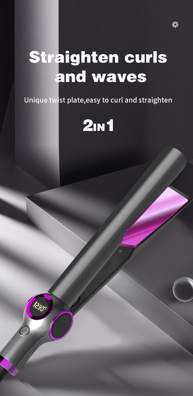 跨境热销款数显卷直发器大卷发神器自动卷发棒两用卷发器厂家批发详情2