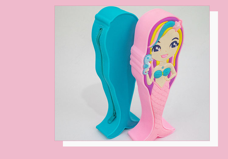 Creative mermaid silicone pencil case, cute cartoon stationery box for male and female students, large-capacity waterproof pencil case, Korean version pic 15