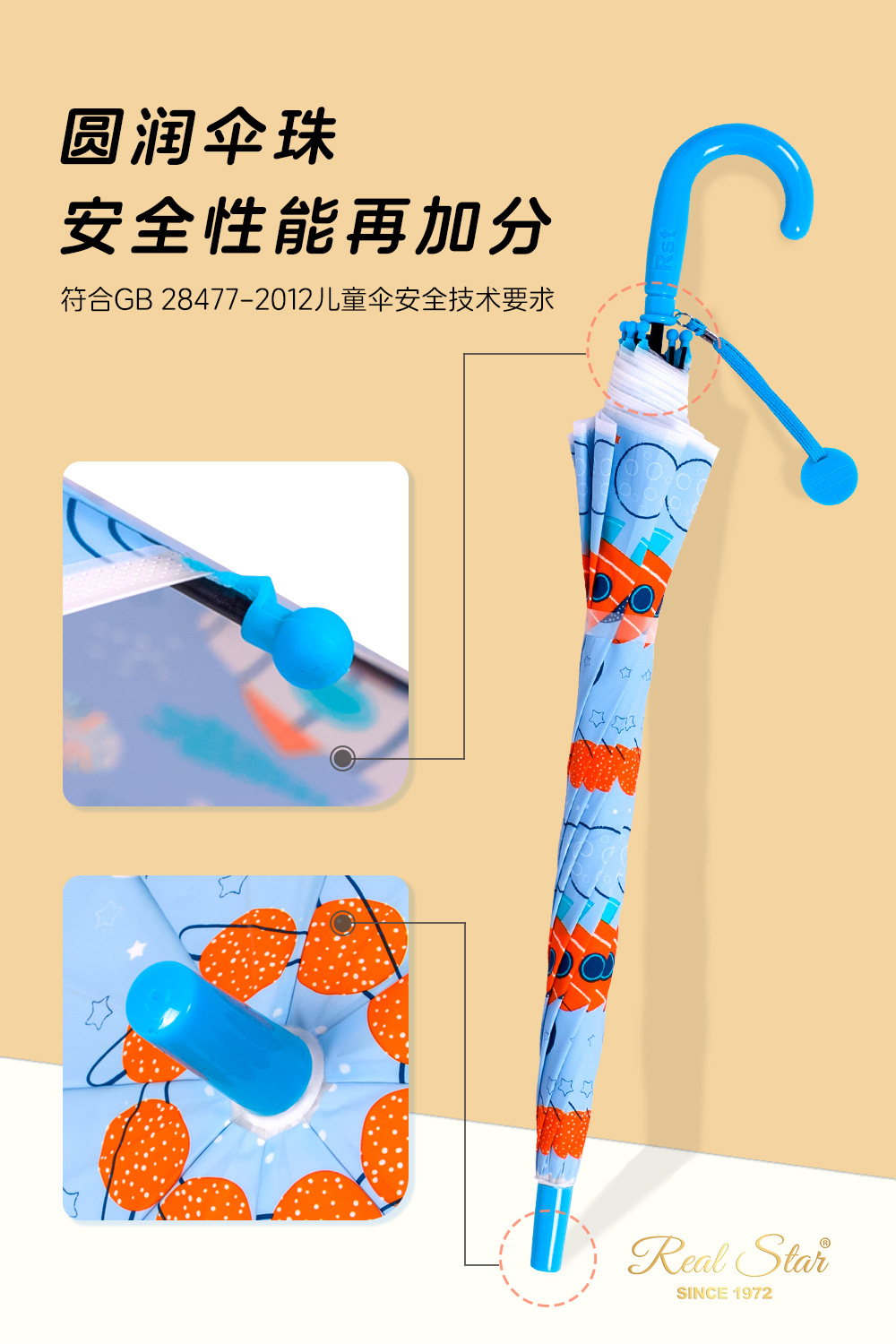 出德国欧洲新款外贸儿童伞可爱手绘卡通EVA自动伞19寸多色现货详情12