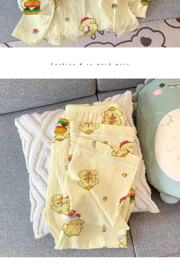 福盛(官图)皱布高品质春秋季长袖卡通开衫女睡衣休闲套装家居服详情10