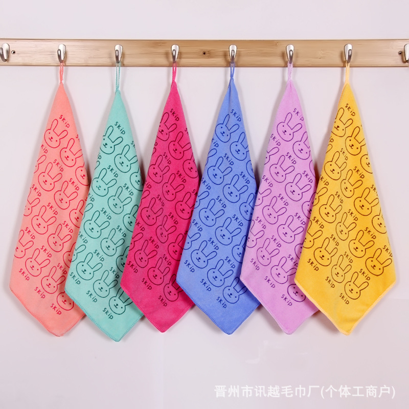 超细纤维卡通印花小方巾吸水幼儿园手帕儿童擦手巾小毛巾抹布批发详情3