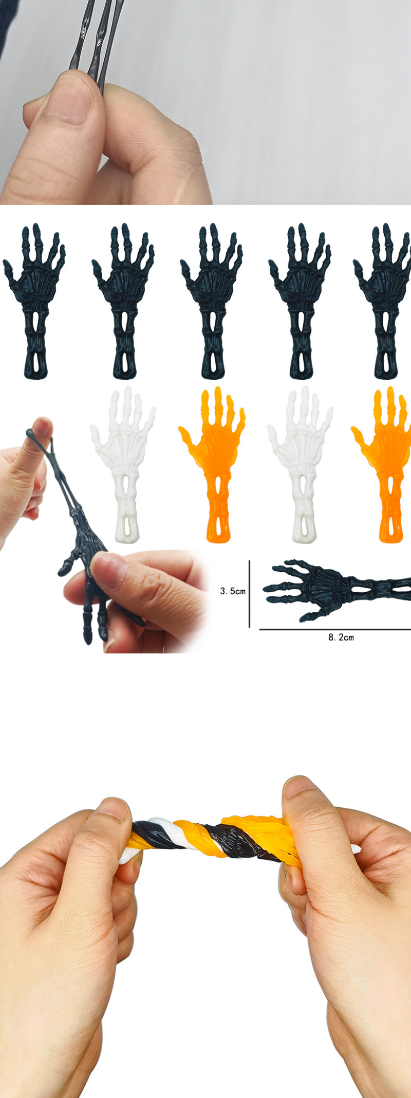 New and unique TPR soft Rubber Ejection Ghost Hand Sticky Stretching Palm Stress Relief Toy Halloween Ghost Hand Launcher pic 2