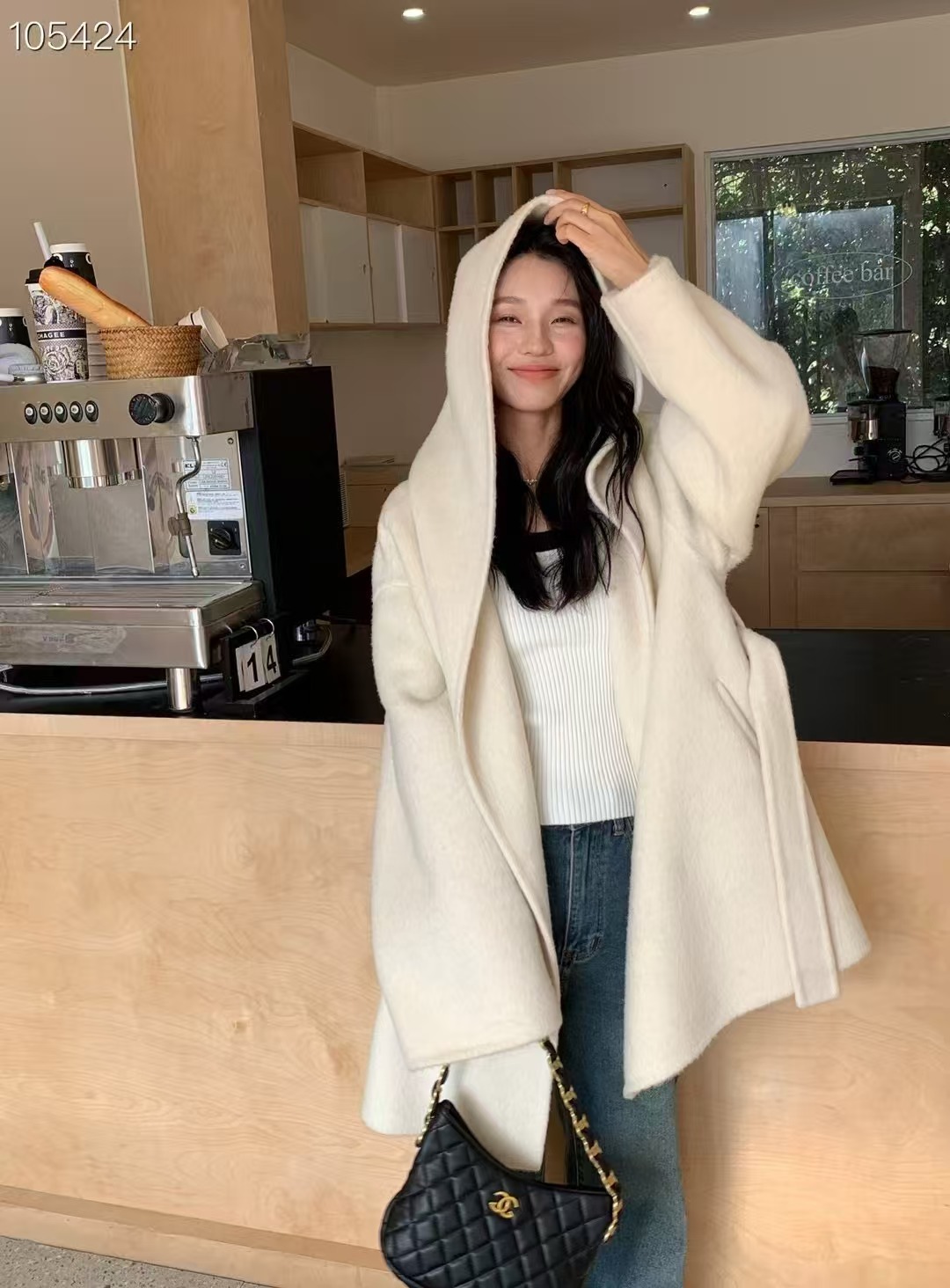 羊毛大衣女2025冬季新款高级感气质系带宽松赫本风双面毛呢外套详情11