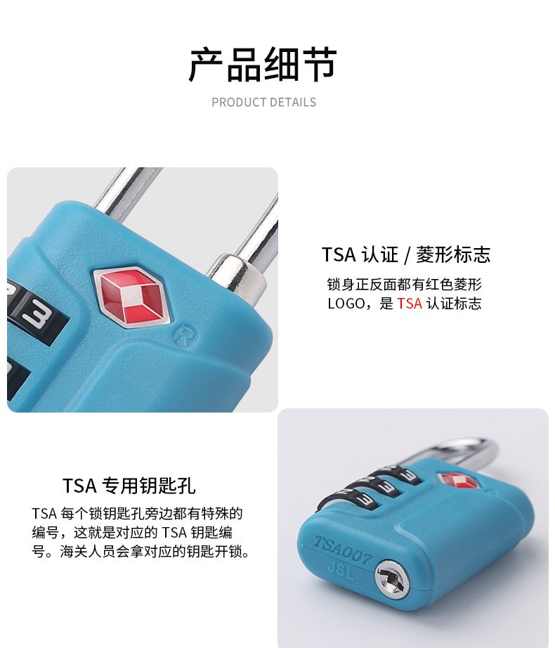 TSA customs combination lock, suitcase lock, backpack, locker drawer, 3-digit plastic customs combination lock for overseas travel pic 11