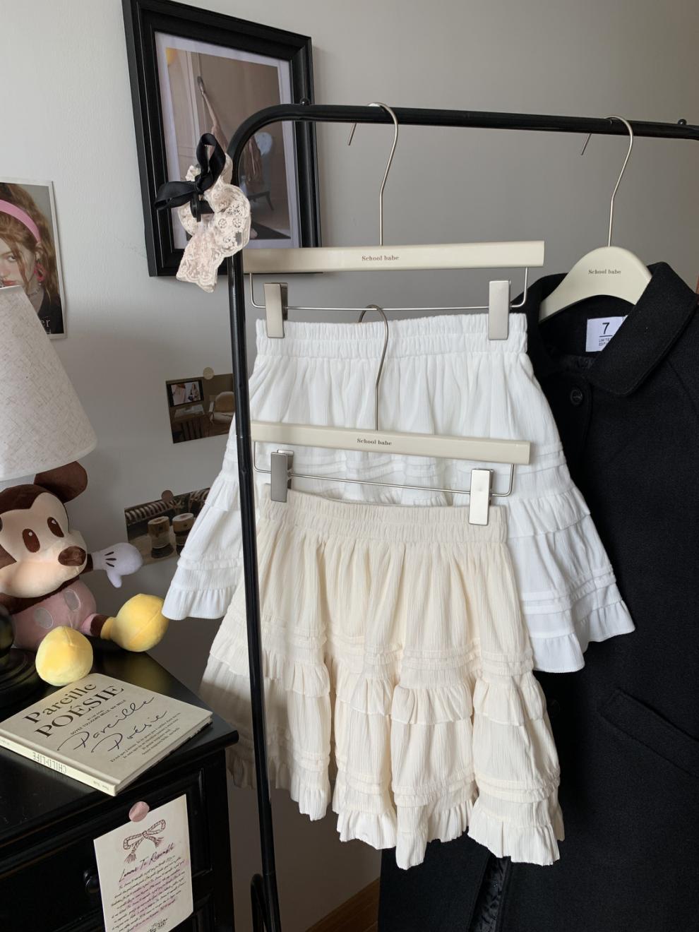 白色芭蕾风蛋糕半身裙女秋冬高腰显瘦松紧腰A字裙蓬蓬百搭短裙子详情13