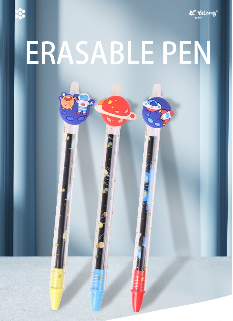 Yalong Cross-border Classic 0.5MM bullet-tipped erasable Gel Pen with Eraser Creative Planet Thermal Erasable Pen pic 1