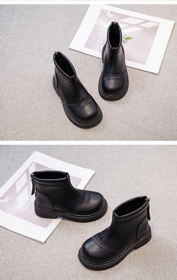 2024秋季新款女童中帮皮靴男童韩版儿童短靴时尚休闲中筒童鞋批发详情10