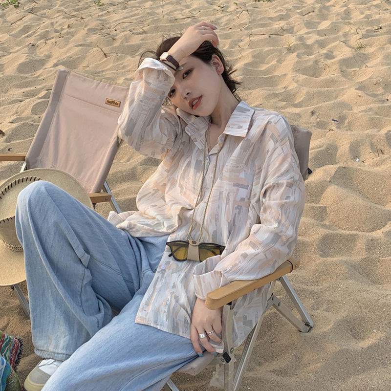 扎染长袖防晒衬衫女夏季薄款设计感小众别致吊带详情2