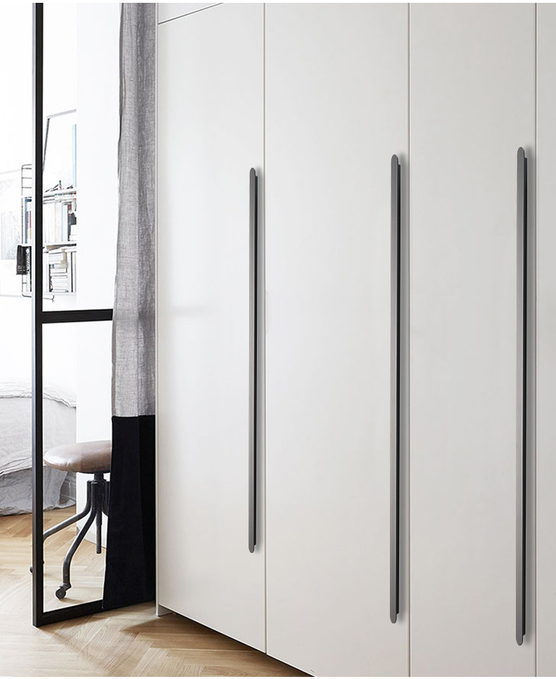 Light luxury long wardrobe handle, modern simple and high-end minimalist cabinet door handle, drawer shoe cabinet handle, aluminum alloy pic 5