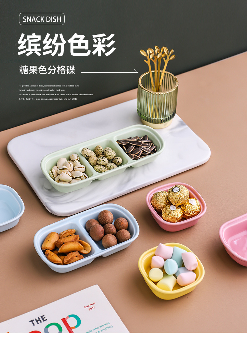 Ceramic snack plates, Nordic-style glazed soy sauce plates, dipping sauce vinegar plates, two, three or four compartments ceramic seasoning plates pic 2