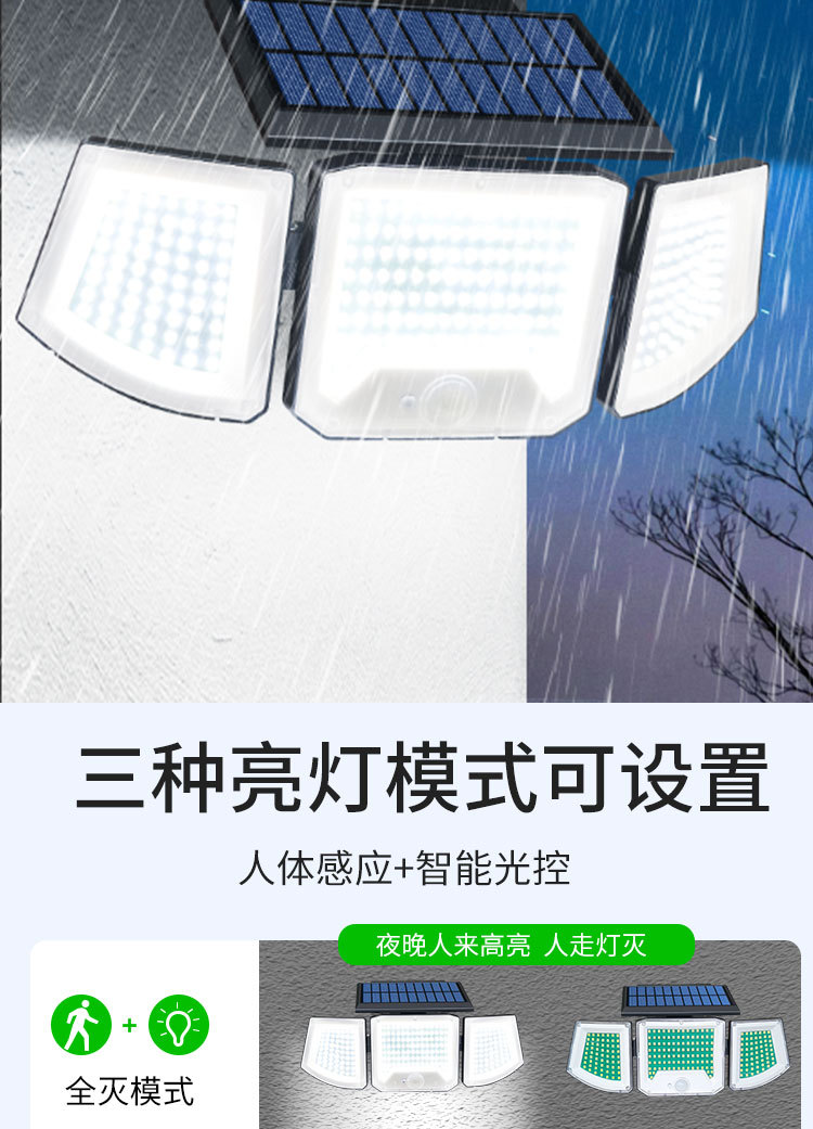 2026跨境新款太阳能灯 人体感应壁灯 庭院户外围墙灯防水照明路灯详情7